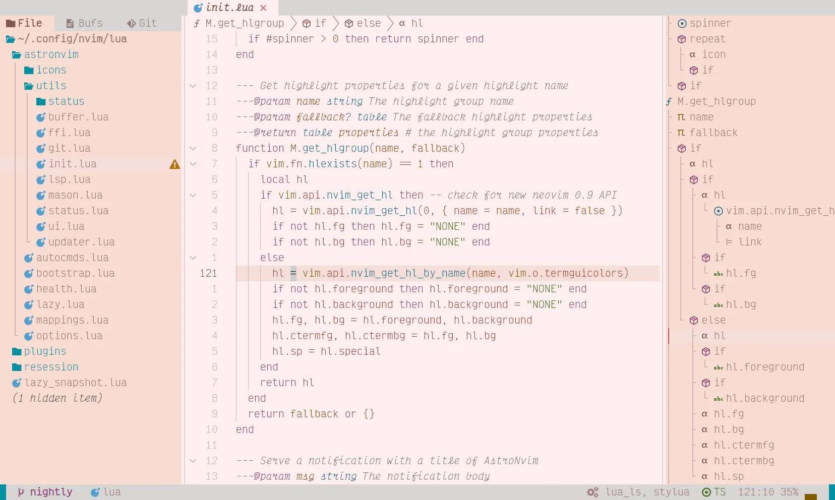 AstroNvim Light Theme Overview